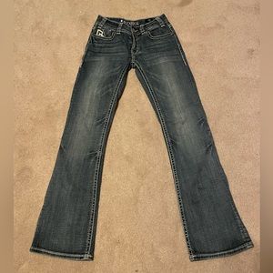 Roll & Roll Cowgirl Embroidered Denim Blue Jeans